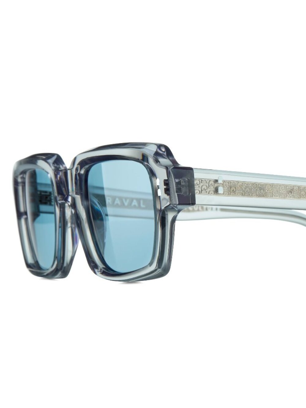 New Raval Eyewear Men's Sunglasses Grey Square Blue Lens Acetate Frame ARENA C4
